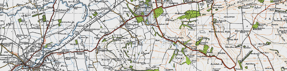 Old map of Thorpe Bassett in 1947