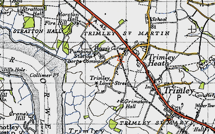 Old map of Thorpe Common in 1946