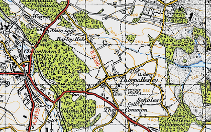 Old map of Thorpe Hesley in 1947