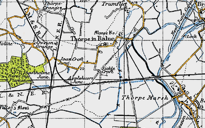Old map of Thorpe in Balne in 1947