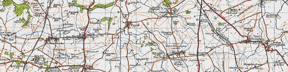 Old map of Thorpe in the Glebe in 1946