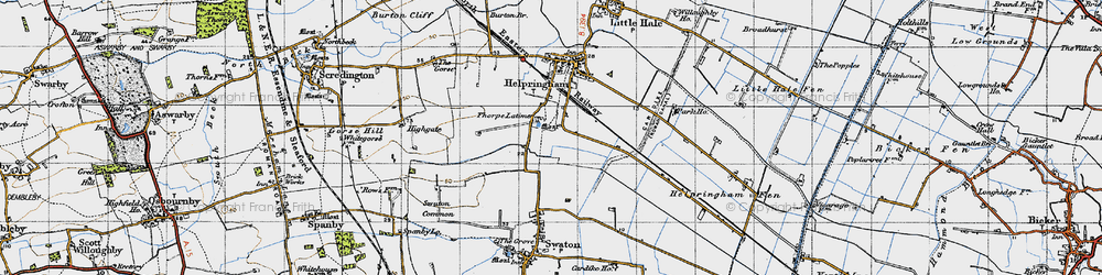 Old map of Thorpe Latimer in 1946
