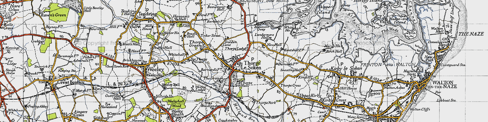 Old map of Thorpe-le-Soken in 1946
