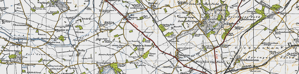 Old map of Leak Wood in 1947
