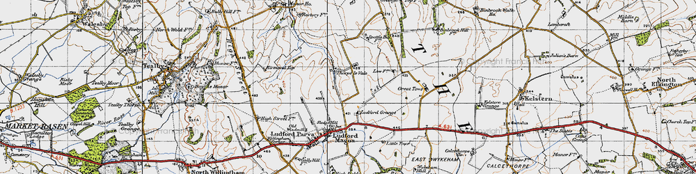 Old map of Thorpe le Vale in 1946