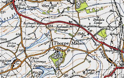 Old map of Thorpe Malsor in 1946