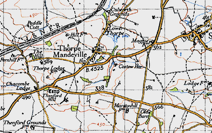 Old map of Thorpe Mandeville in 1946