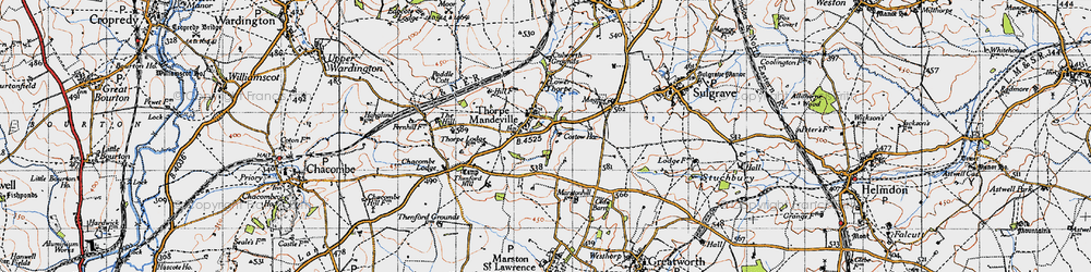 Old map of Thorpe Mandeville in 1946