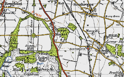 Old map of Thorpe Market in 1945