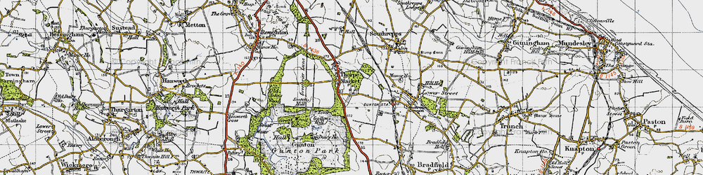 Old map of Thorpe Market in 1945