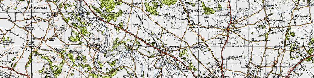 Old map of Thorpe Marriott in 1945