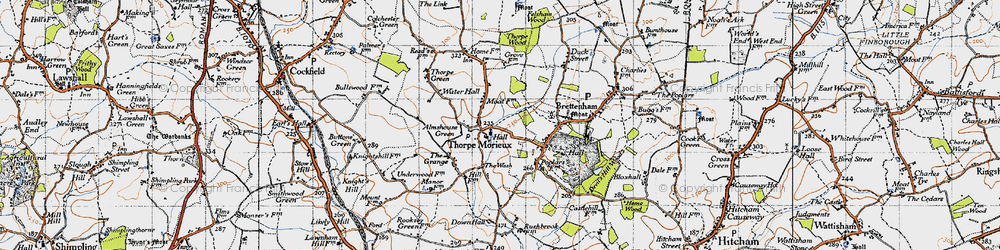 Old map of Thorpe Morieux in 1946