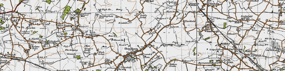 Old map of Thorpe Row in 1946
