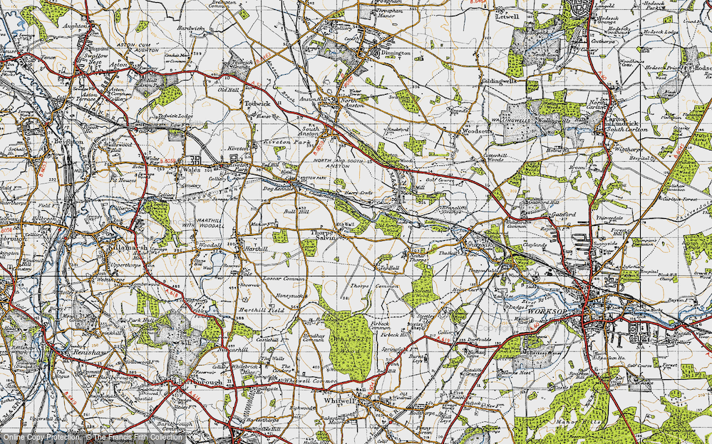 Old Map of Thorpe Salvin, 1947 in 1947