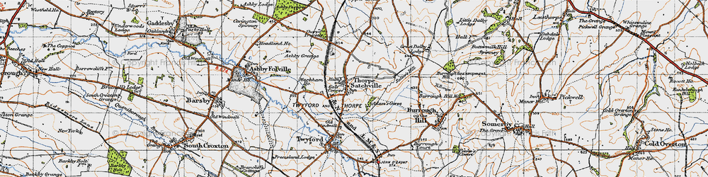 Old map of Thorpe Satchville in 1946