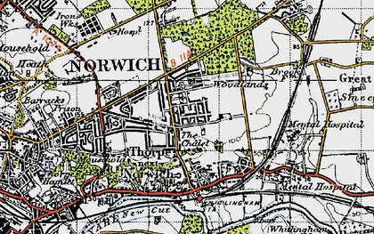Old map of Thorpe St Andrew in 1945
