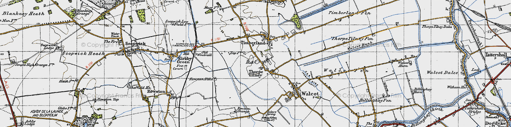Old map of Thorpe Tilney in 1946