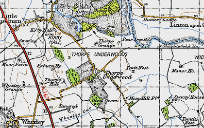 Old map of Thorpe Underwood in 1947