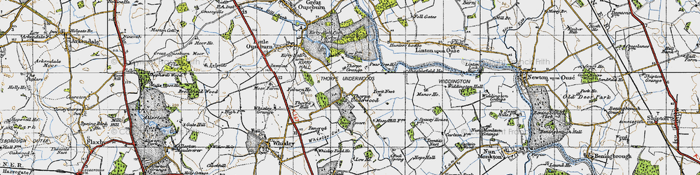 Old map of Thorpe Underwood in 1947