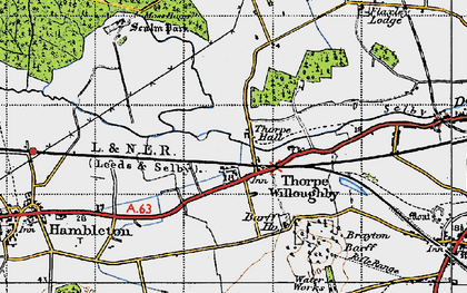 Old map of Thorpe Willoughby in 1947