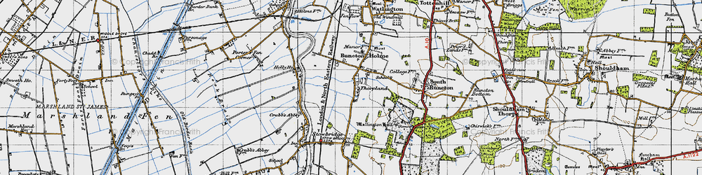 Old map of Thorpland in 1946