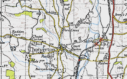 Old map of Thorverton in 1946