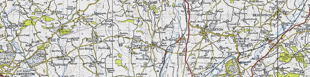 Old map of Thorverton in 1946