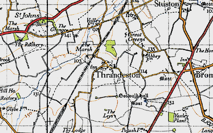Old map of Thrandeston in 1946