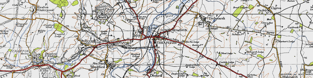 Old map of Thrapston in 1946