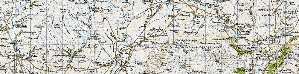 Old map of Threapland in 1947