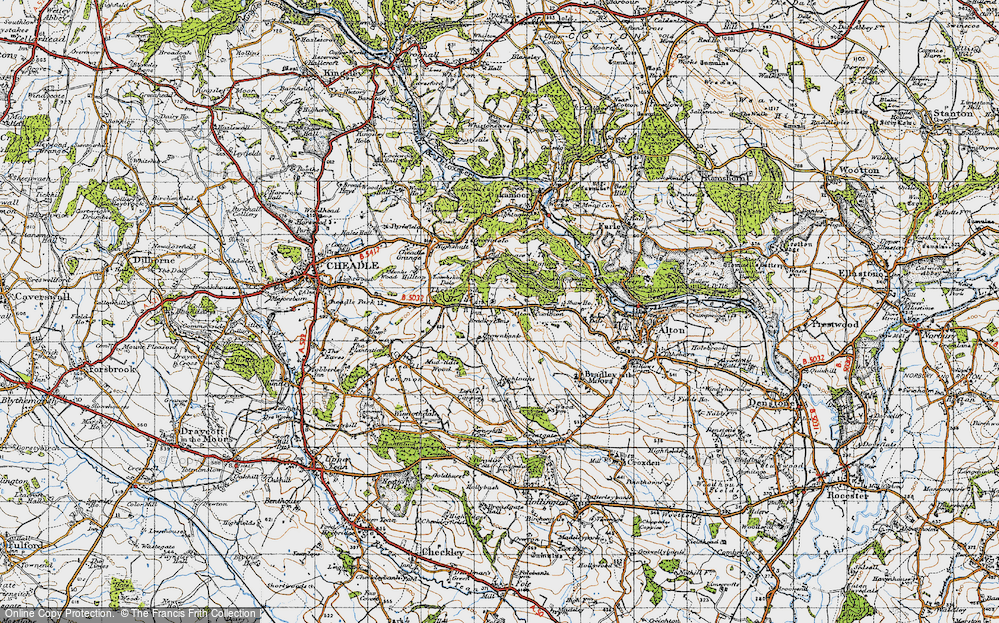 Old Map of Historic Map covering Bradley Elms in 1946
