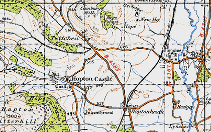 Old map of Three Ashes in 1947