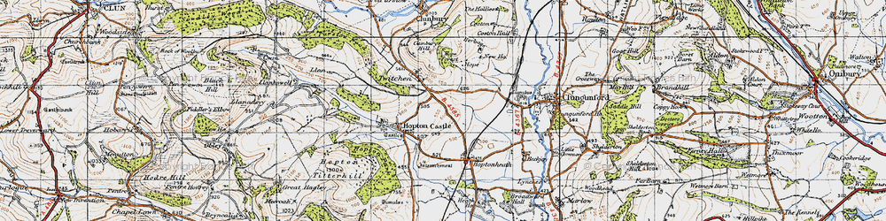 Old map of Three Ashes in 1947