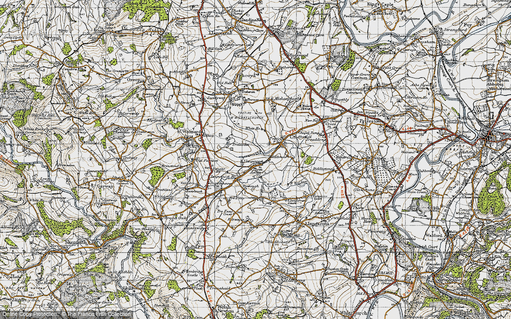 Old Map of Three Ashes, 1947 in 1947