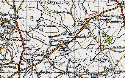 Old map of Three Ashes in 1947