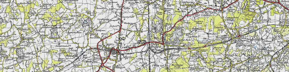 Old map of Three Bridges in 1940
