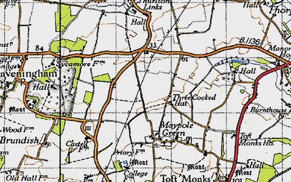 Old map of Three Cocked Hat in 1946