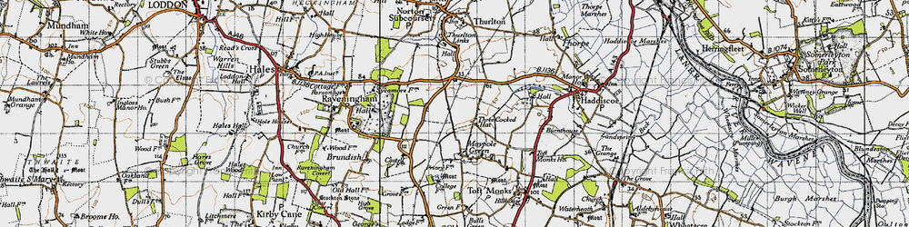 Old map of Three Cocked Hat in 1946