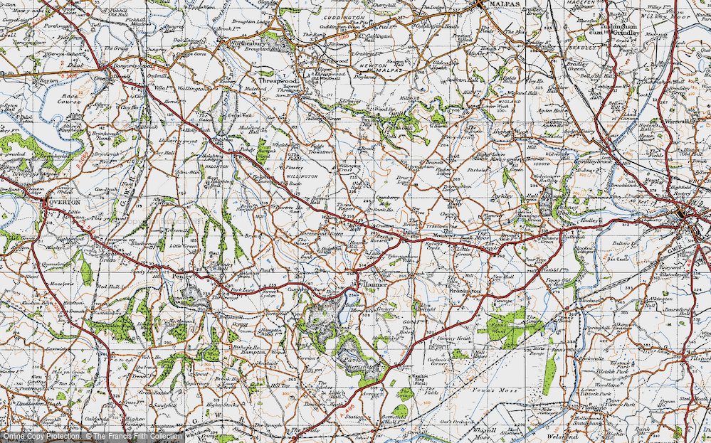 Old Map of Historic Map covering Croxton in 1947