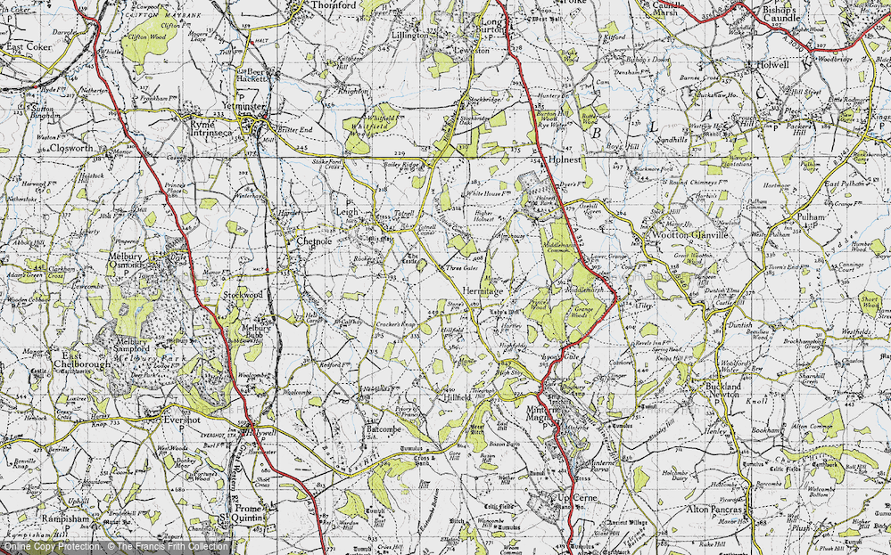 Old Map of Three Gates, 1945 in 1945