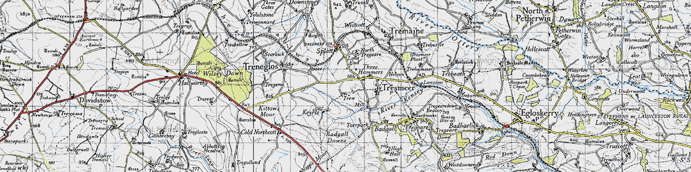 Old map of Three Hammers in 1946