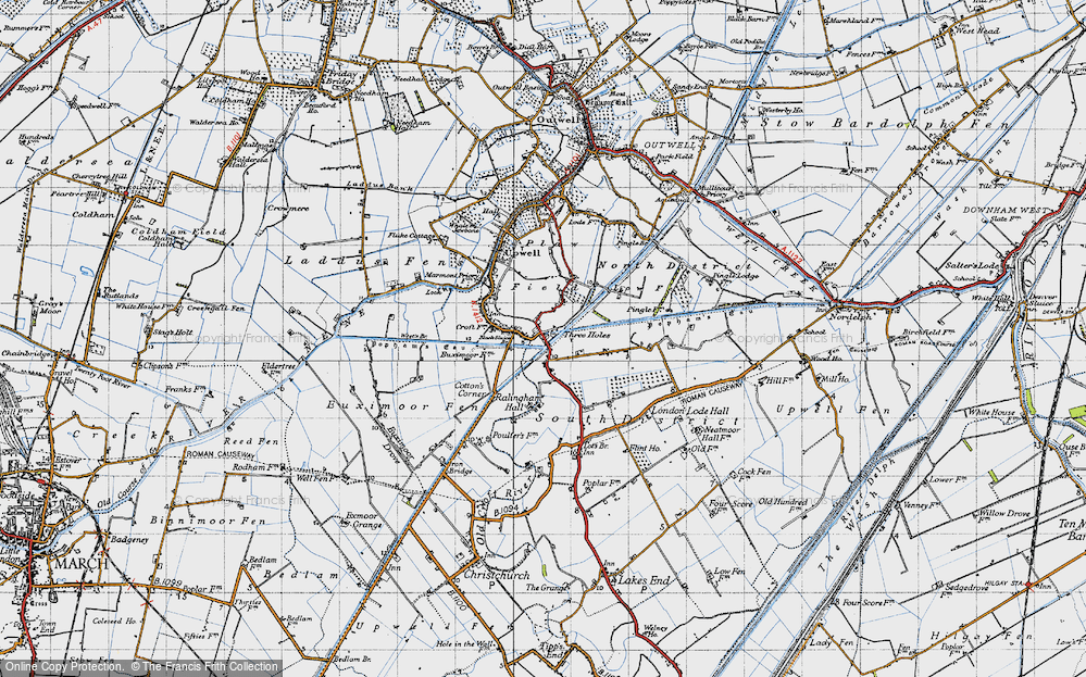 Old Map of Three Holes, 1946 in 1946