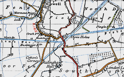 Old map of Three Holes in 1946