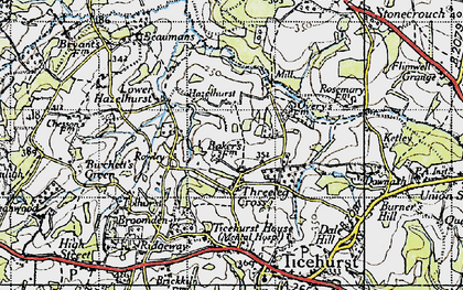 Old map of Three Leg Cross in 1940