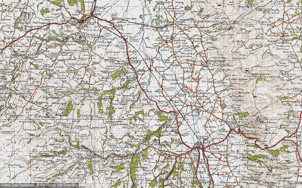 Old Map of Historic Map covering Bryn Eglur in 1947