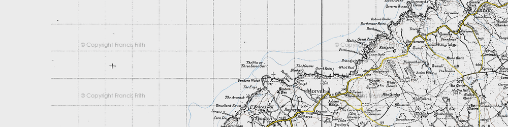 Old map of Three Stone Oar in 1946