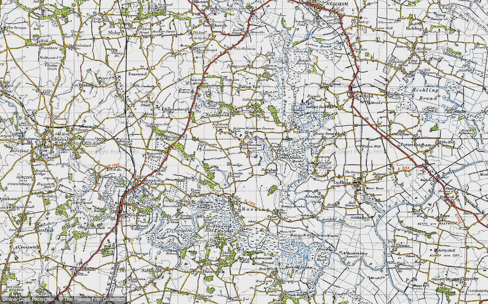 Old Map of Threehammer Common, 1945 in 1945