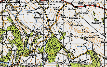Old map of Threelows in 1946