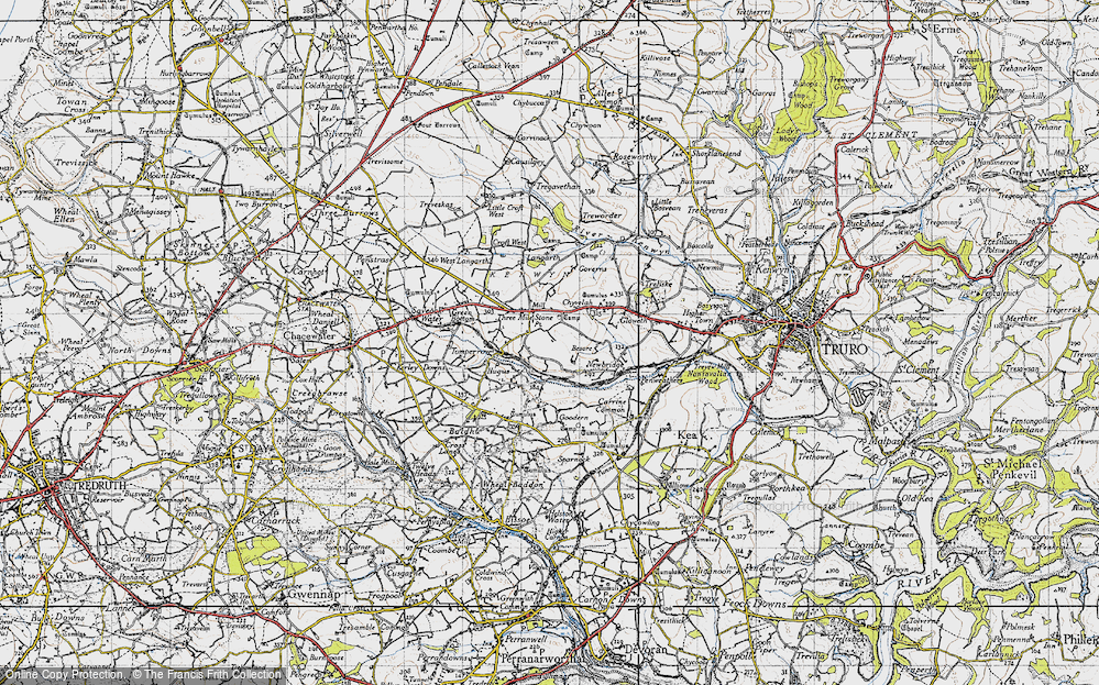 Old Map of Threemilestone, 1946 in 1946