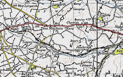 Old map of Threemilestone in 1946